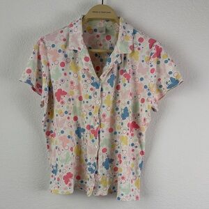 Classic Elements Colorful Button-Up Pajama Top 100% Cotton